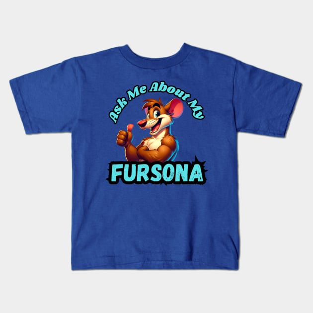 Ask Me About My Rat Fursona Furry Art Kids T-Shirt by Blue Bull Bazaar